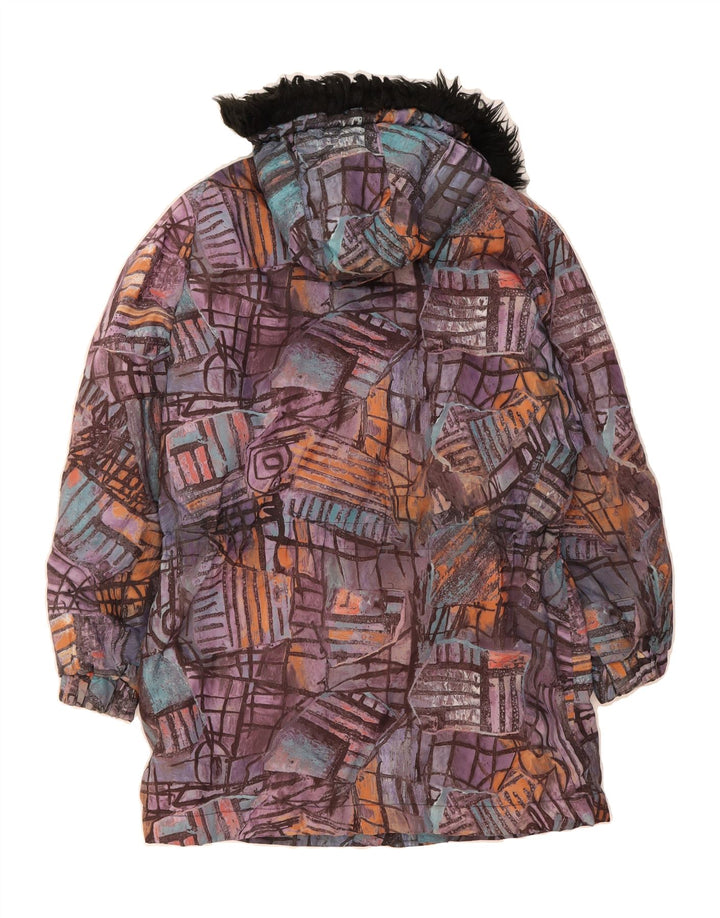 VINTAGE Womens Hooded Windbreaker Coat EU 38 Medium Purple Geometric Vintage Vintage and Second-Hand Vintage from Messina Hembry 
