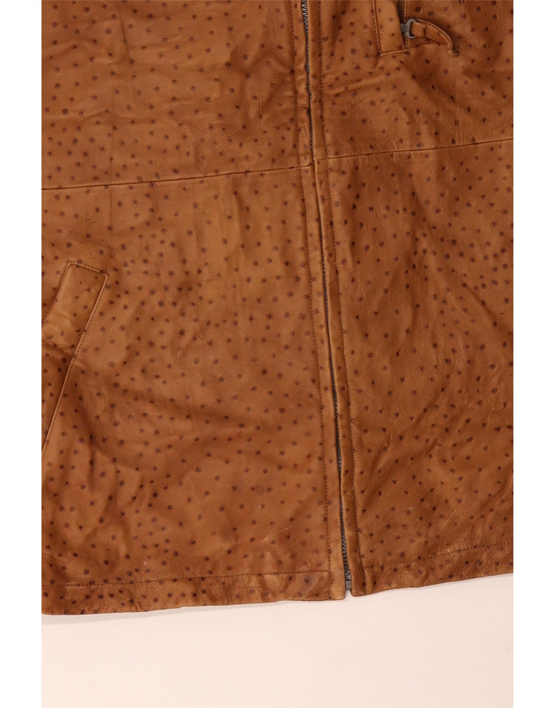 Мужской кожаный жилет VINTAGE IT 56 3XL Коричневый в пятнистый цвет