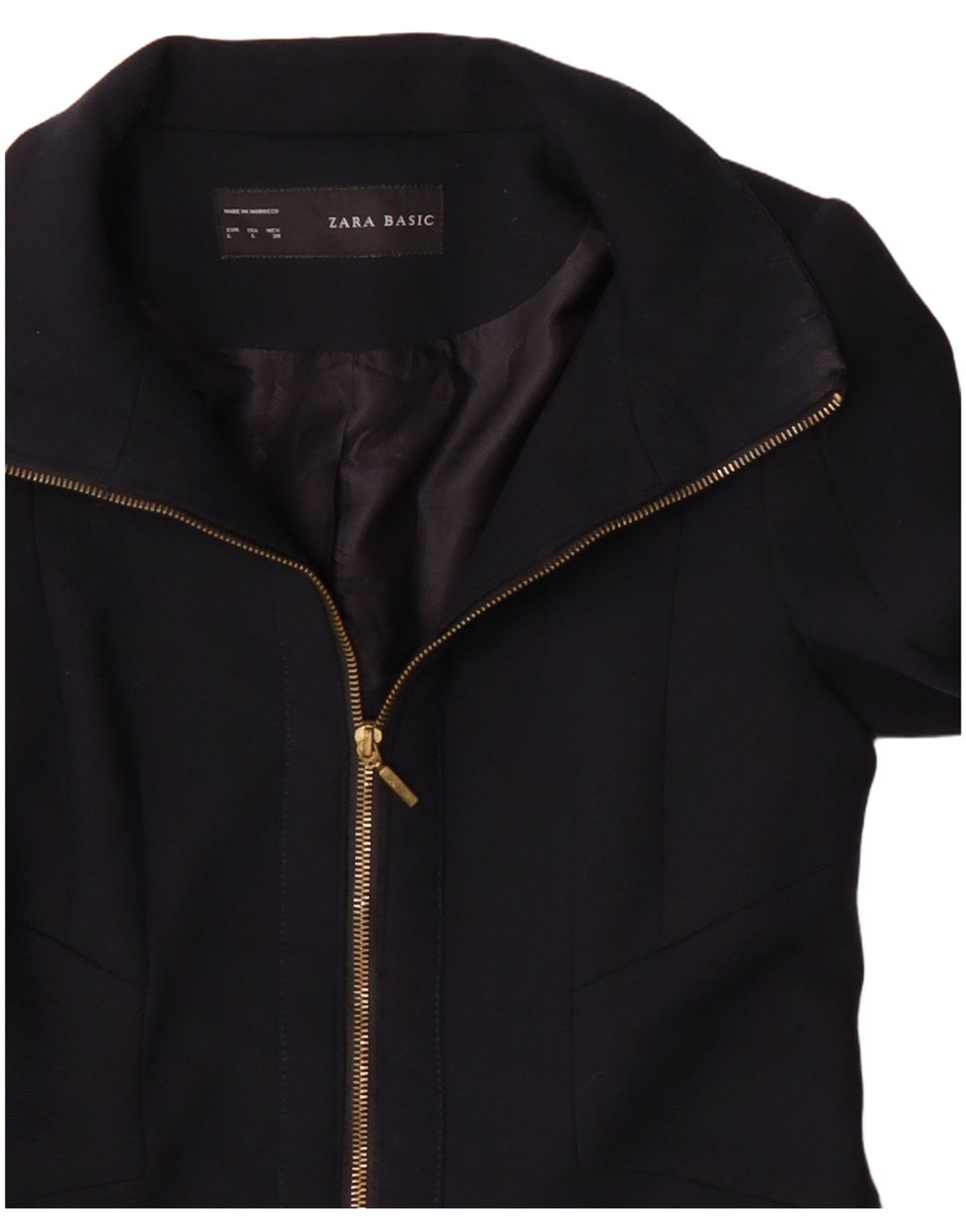 Женское пальто Zara UK 14, большой размер, темно-синий, полиэстер