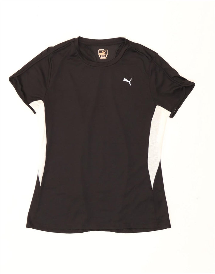 Женская футболка Puma Top UK 12, средний черный, полиэстер с цветными блоками