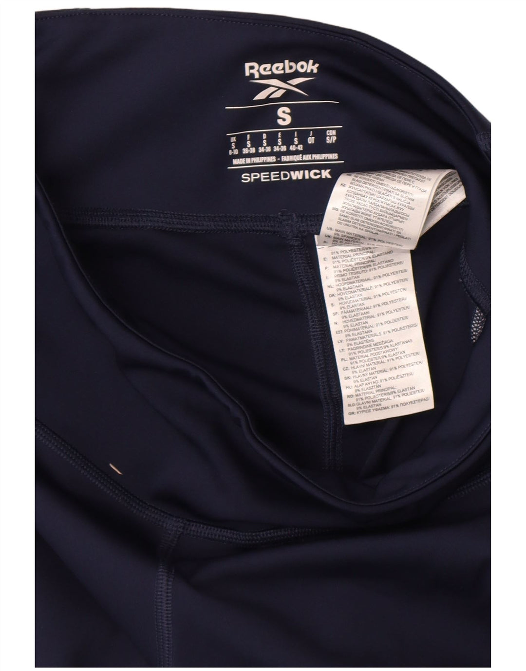 Женские леггинсы Reebok с рисунком, Великобритания, 8/10, маленькие, темно-синие, с цветными блоками