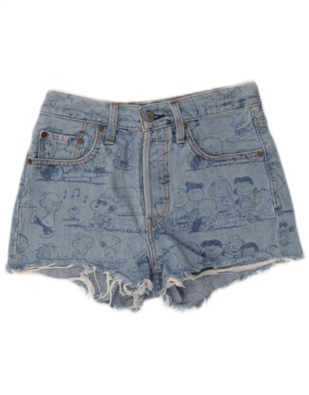 Женские джинсовые шорты Levi's с рисунком арахиса W24 XS, синие, хлопок