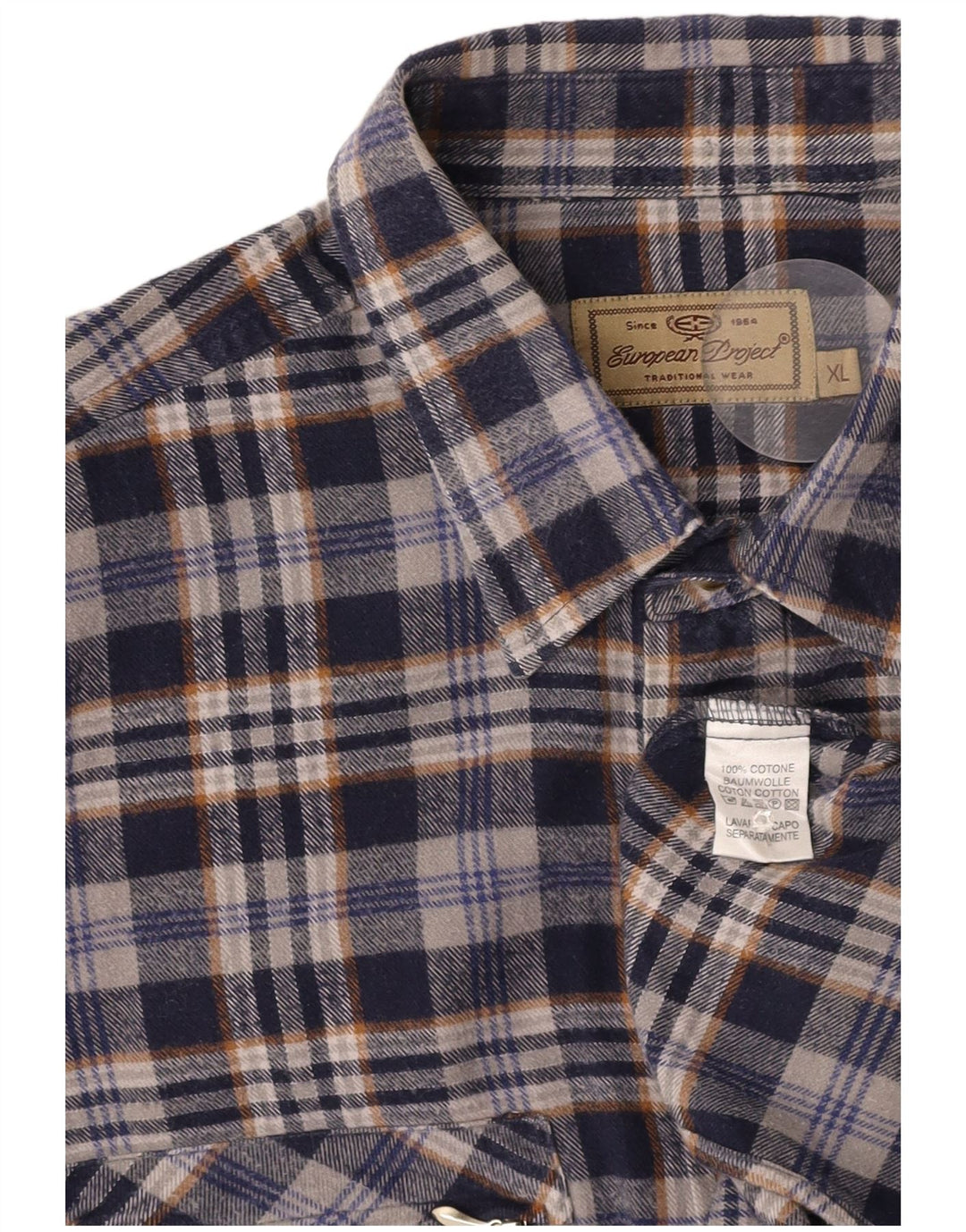 Мужская фланелевая рубашка EUROPEAN PROJECT XL, темно-синяя клетка, хлопок