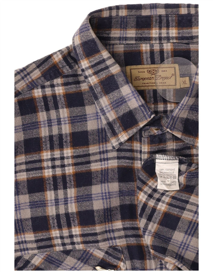 Мужская фланелевая рубашка EUROPEAN PROJECT XL, темно-синяя клетка, хлопок