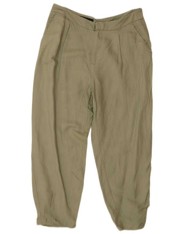 Zara Женские укороченные брюки свободного кроя с завышенной талией, средние W28 L25, зеленые