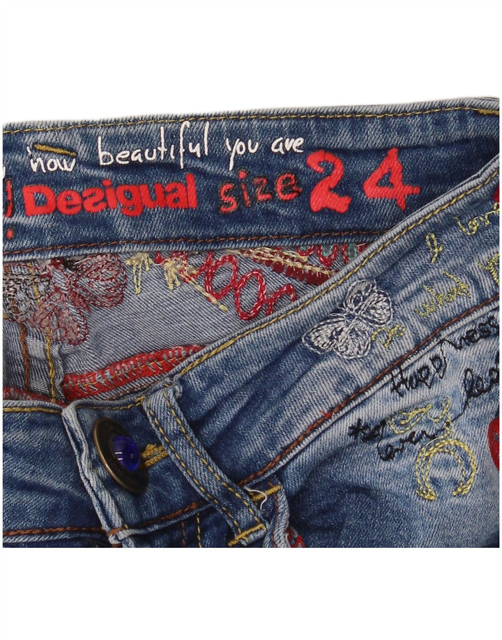 DESIGUAL Womens Graphic Joggers Slim Jeans W24 L33 Blue