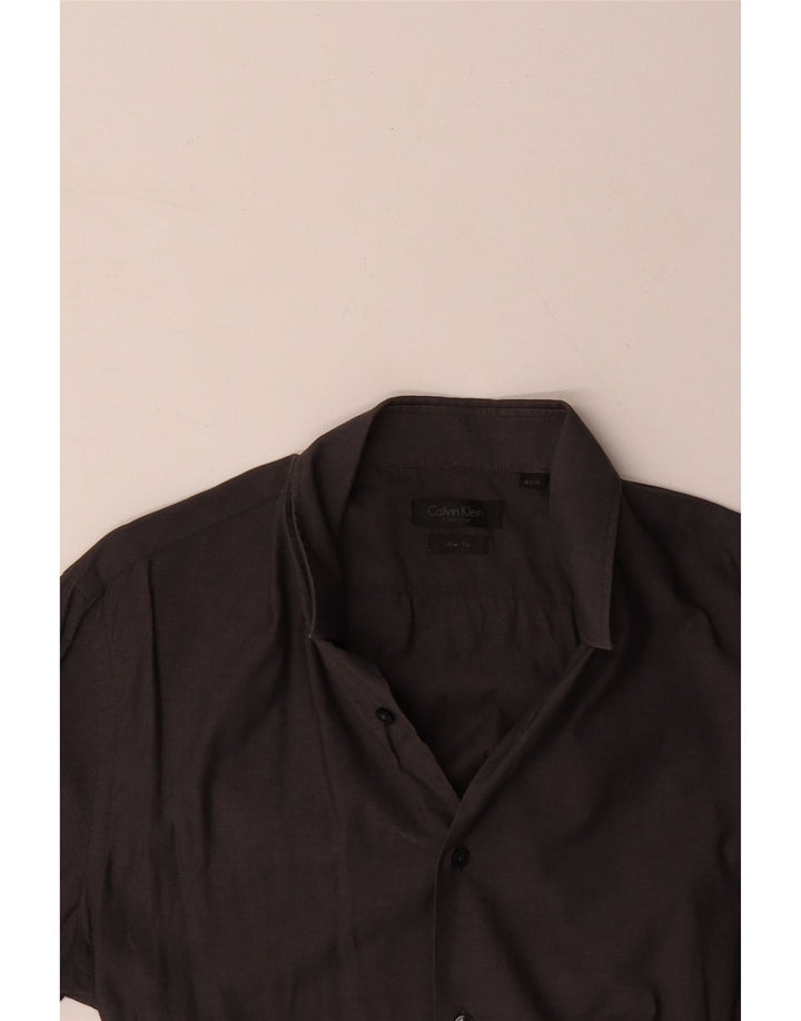 Мужская рубашка приталенного кроя CALVIN KLEIN, размер 41, 16, большая, серая