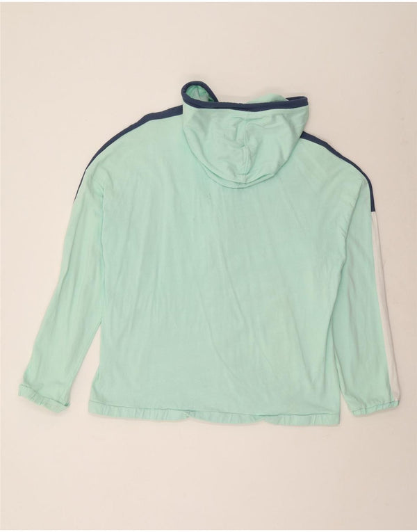 Diadora Мужской свитер с капюшоном и молнией с графическим рисунком 2XL Бирюзовый хлопок с цветными блоками