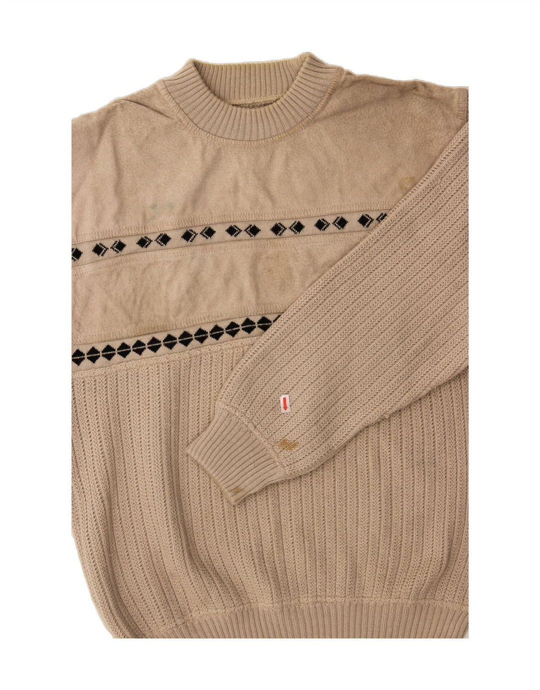 MALAGRIDA Mens Turtle Neck Jumper Sweater Medium Beige Wool Vintage Malagrida and Second-Hand Malagrida from Messina Hembry 