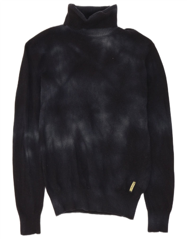 Женский джемпер с высоким воротником Armani Jeans UK 10, маленький темно-синий тай-дай