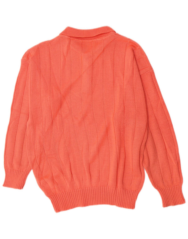 Винтажный мужской джемпер с воротником-поло, маленький оранжевый свитер с узором аргайл/бриллиант