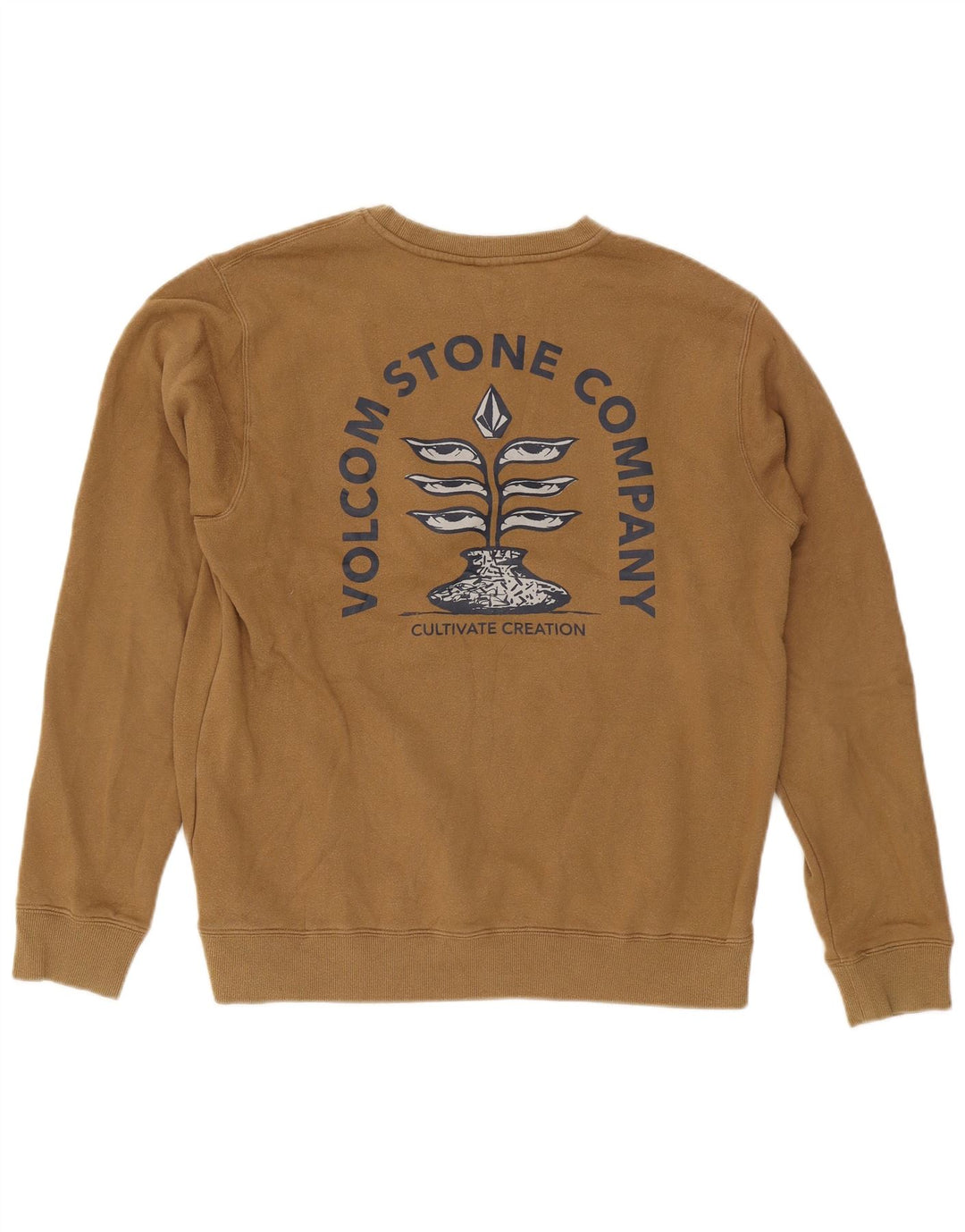 Мужской свитшот с рисунком Volcom, большой хлопковый джемпер цвета хаки