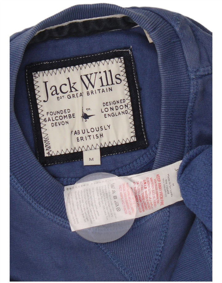 Мужской свитшот с рисунком Jack Wills, хлопковый джемпер среднего синего цвета