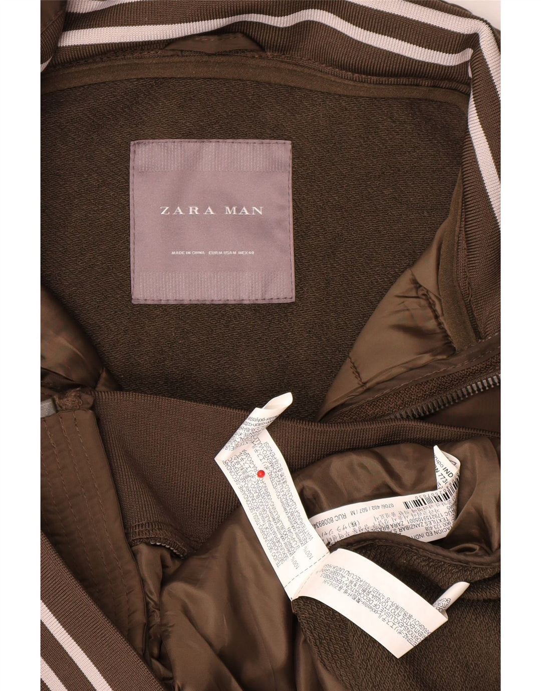 Мужской спортивный костюм Zara, верхняя куртка, средний цвет хаки, полиэстер с цветными блоками