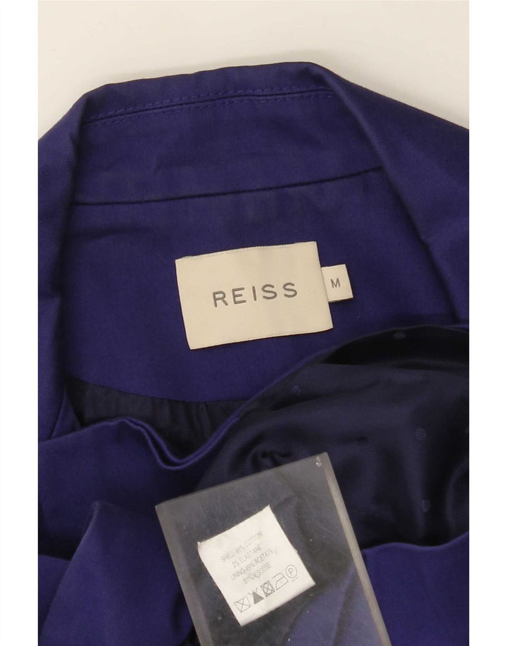 Женский укороченный двубортный пиджак Reiss UK 12, средний темно-синий