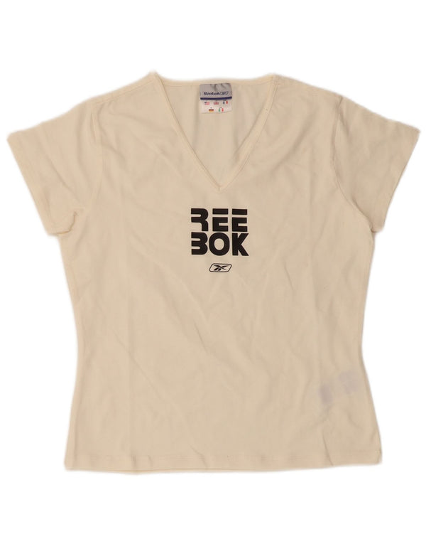 Женская футболка с рисунком Reebok Top UK 14, большой размер, белый хлопок