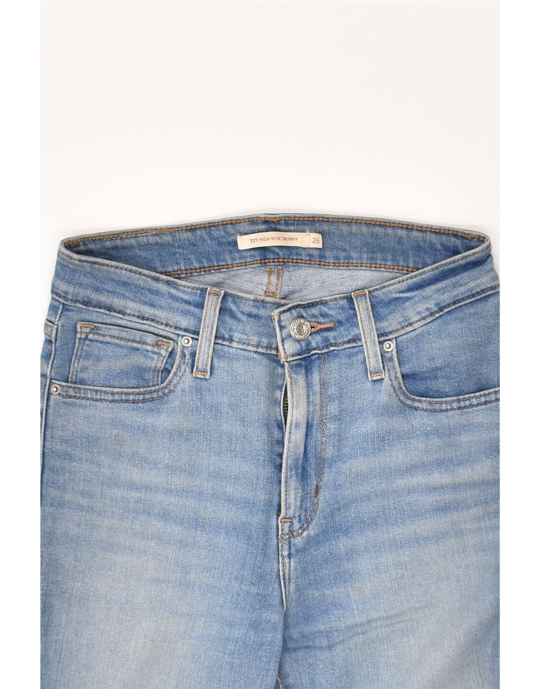 LEVI'S Womens 721 High Rise Skinny Jeans W26 L29 Blue Cotton | Vintage Levi's | Thrift | Second-Hand Levi's | Used Clothing | Messina Hembry 