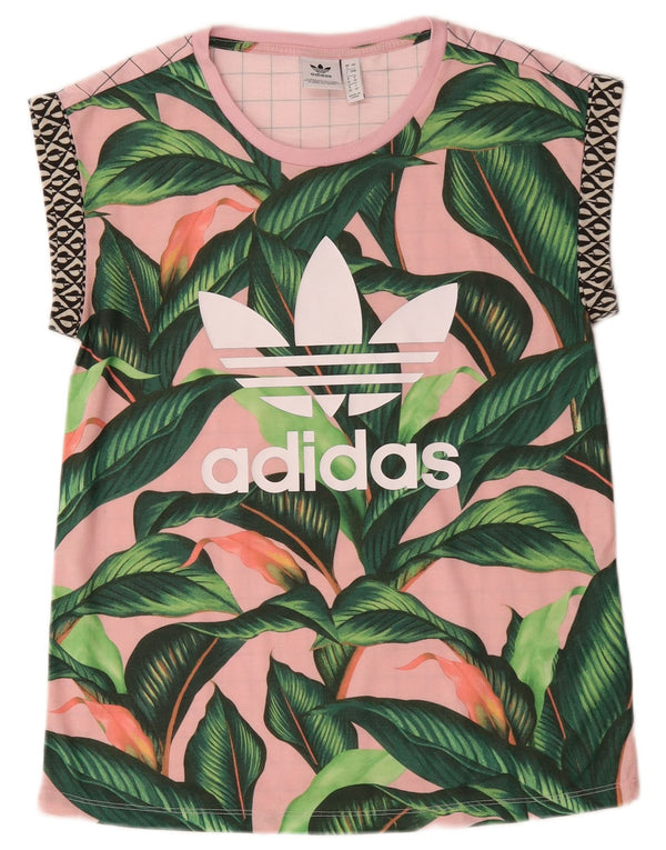 Женская футболка Adidas с графическим рисунком Top UK 8, маленький розовый цветочный полиэстер