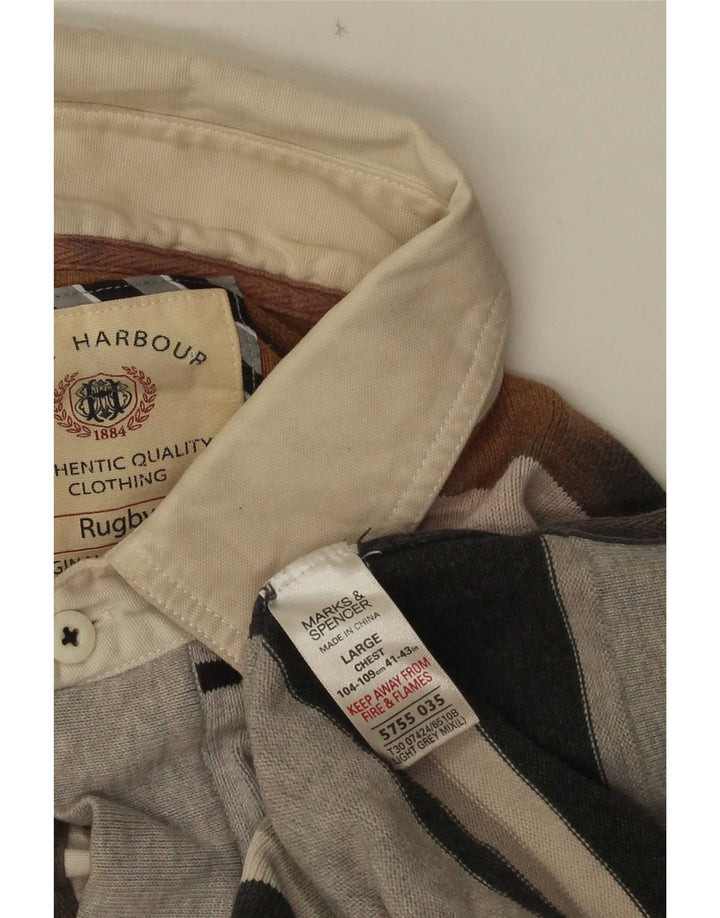 Мужская рубашка-поло для регби Marks & Spencer Blue Harbour, большая серая в полоску