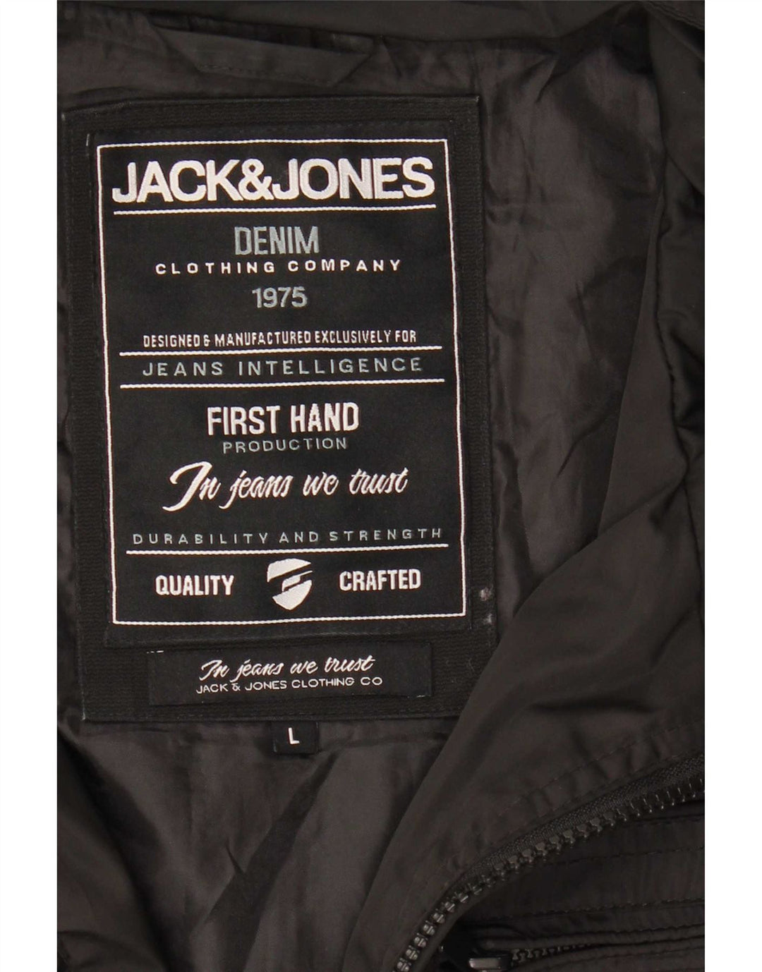 Мужская куртка в стиле милитари Jack & Jones UK 40, большая черная полиэстер