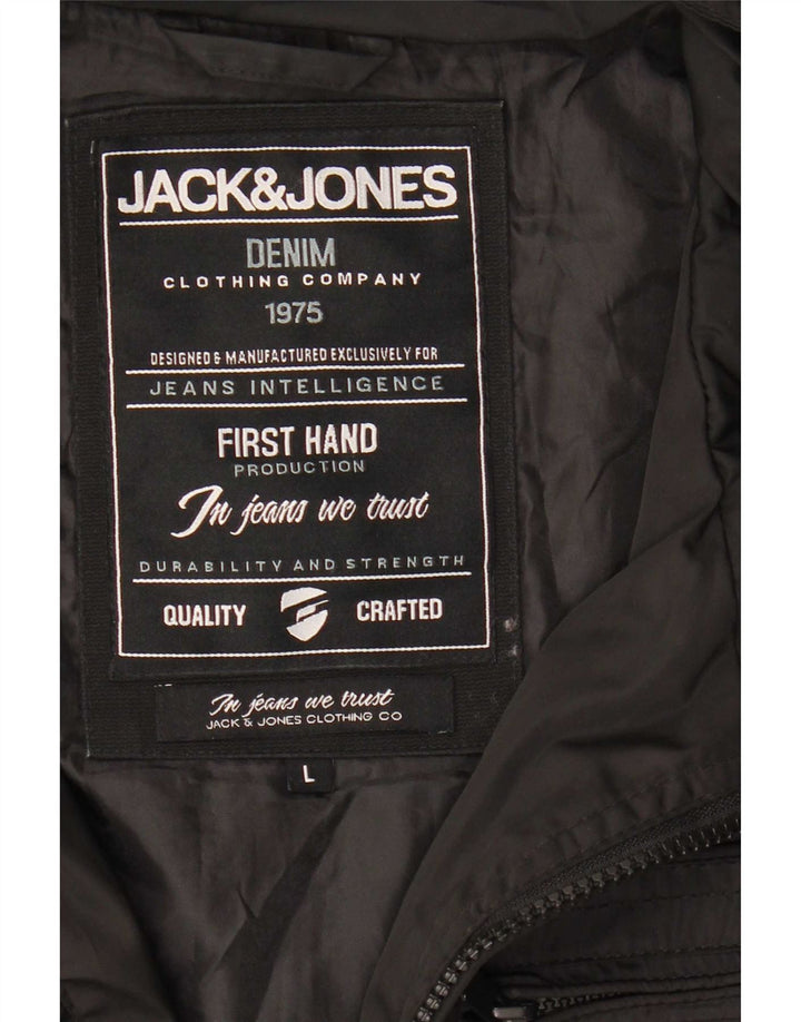 Мужская куртка в стиле милитари Jack & Jones UK 40, большая черная полиэстер