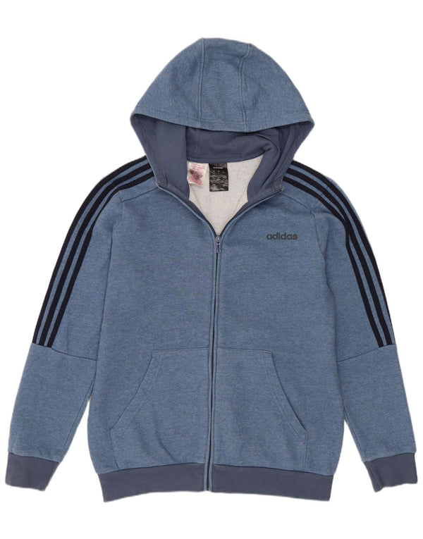 Adidas Boys Zip Hoodie Sweater 13-14 Years Blue Cotton