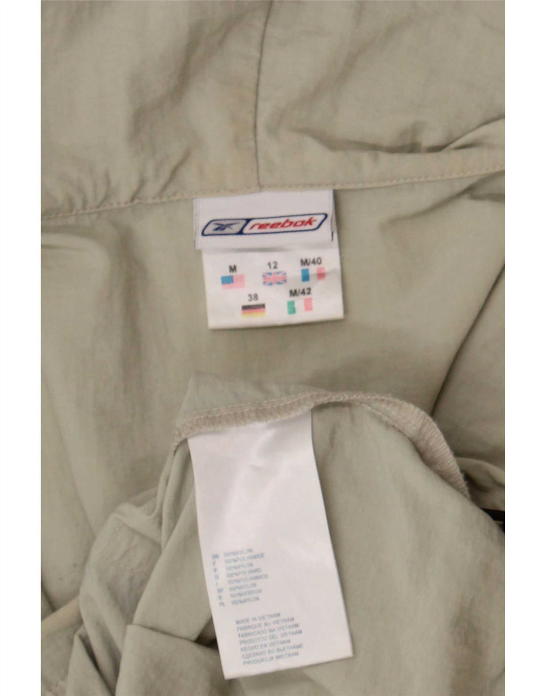 Женская дождевик Reebok с капюшоном UK 12, средний, бежевый, нейлон