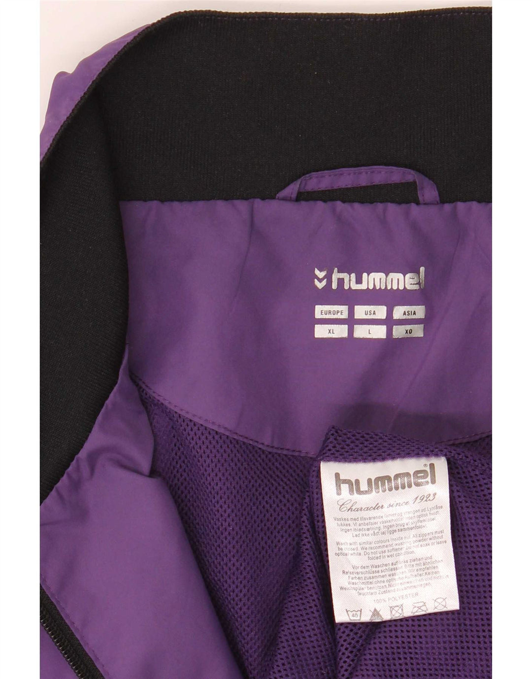 Мужской спортивный костюм Hummel с графическим рисунком, верхняя куртка, большой фиолетовый полиэстер с цветными блоками