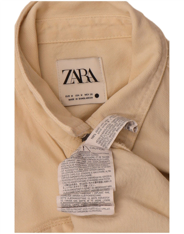 Женская джинсовая рубашка оверсайз Zara UK 14, средний цвет, белый хлопок