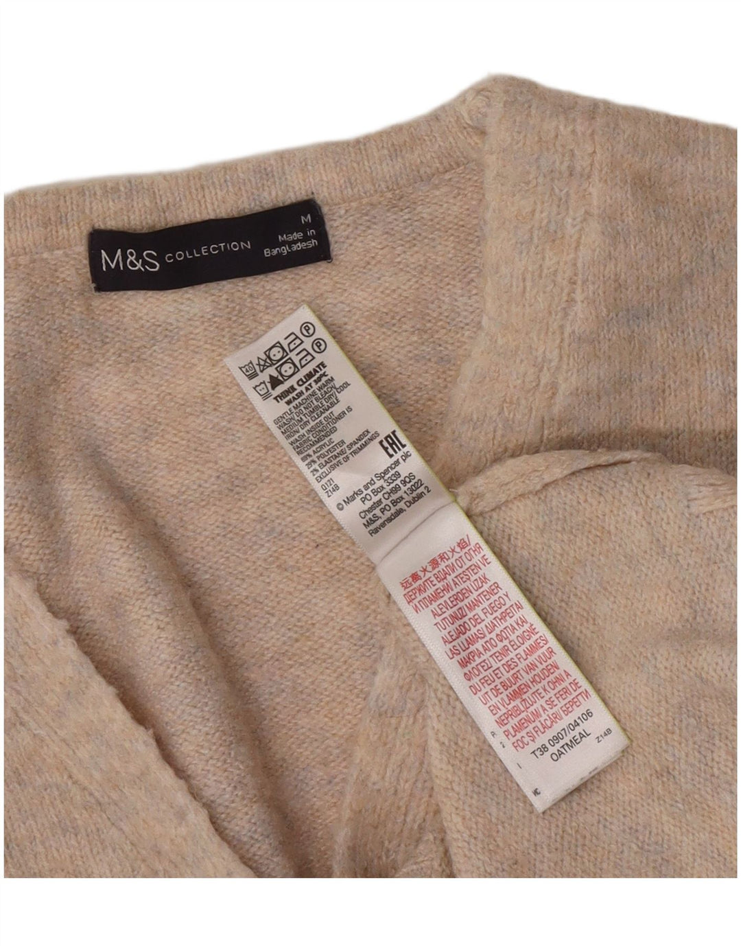 Женский джемпер с v-образным вырезом Marks & Spencer UK 14, средний серый в крапинку