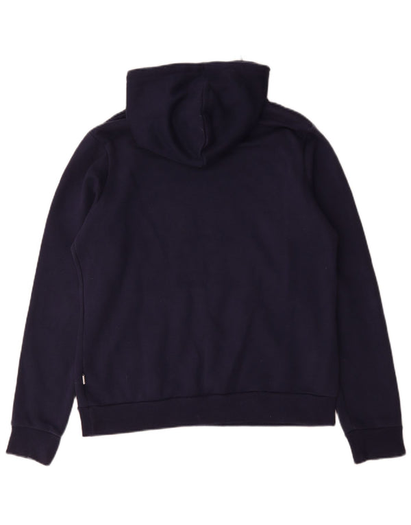 Puma Womens Graphic Hoodie Jumper UK 14 Large Navy Blue Cotton
