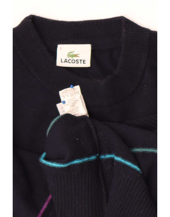 Мужской свитер Lacoste с круглым вырезом, размер 3, маленький темно-синий в полоску