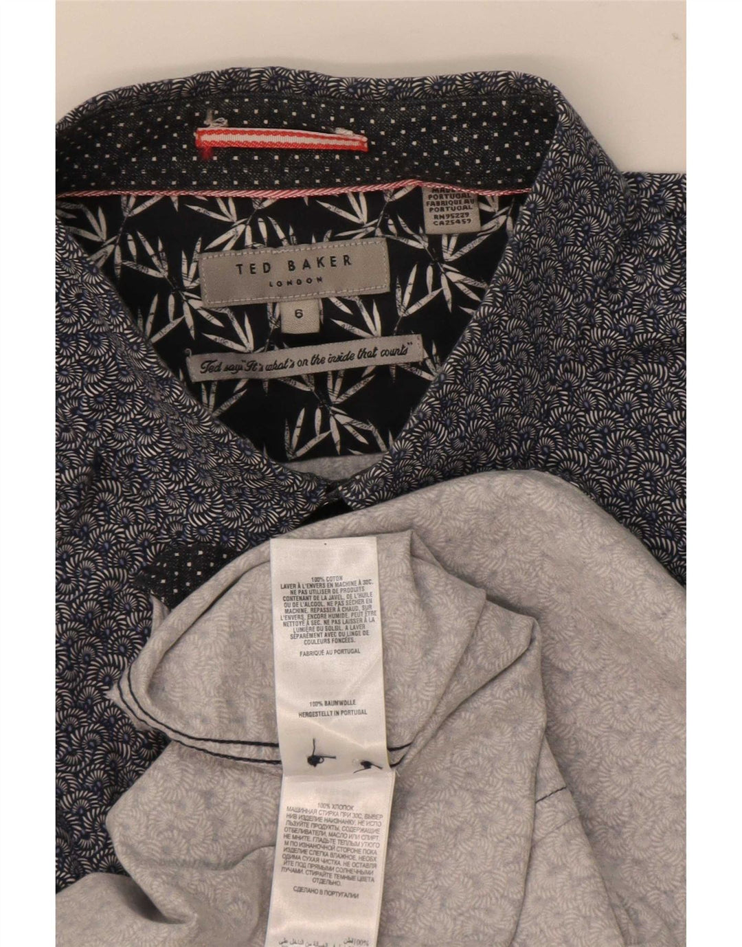 Мужская рубашка Ted Baker, размер 6, 2XL, темно-синяя, хлопковая с цветочным принтом
