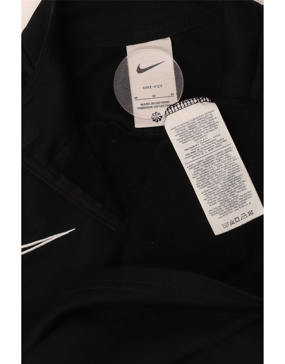 Мужской пуловер с воротником на молнии Nike Dri Fit, спортивный костюм среднего размера, черный с цветными блоками