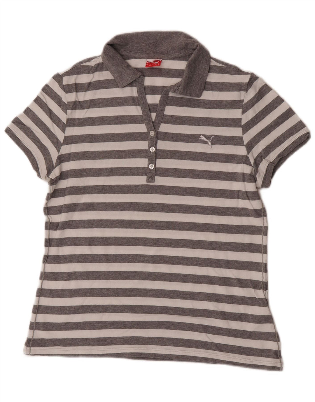 Женская рубашка-поло Puma UK 14, хлопковая полоска среднего серого цвета