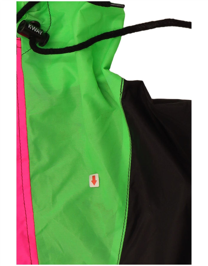 Мужская куртка-анорак K-WAY с капюшоном UK 40, большая черная, полиамид с цветными блоками