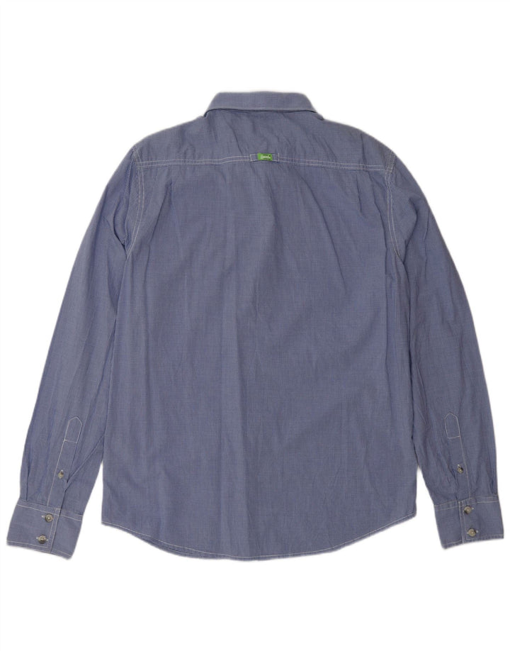 SUPERDRY Мужская рубашка XL из хлопка синего цвета в мелкую клетку
