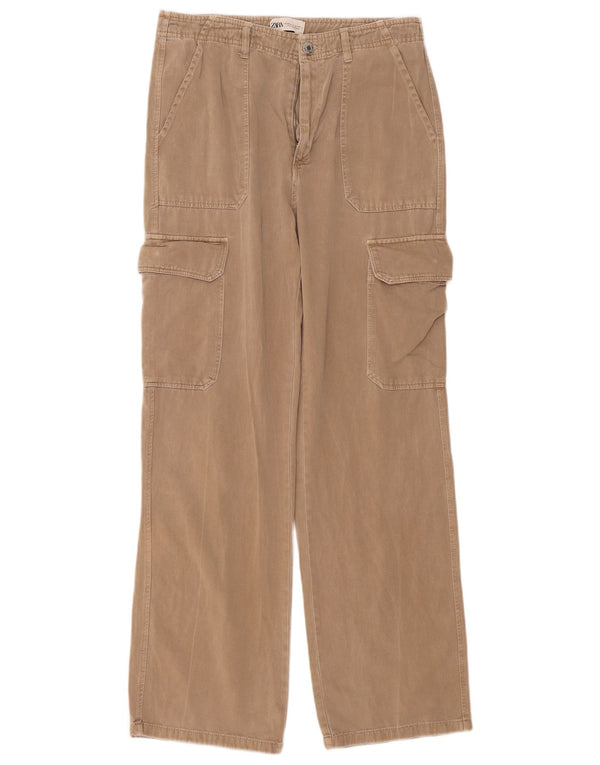 Женские прямые брюки карго Zara EU 40 Medium W30 L31 Бежевые