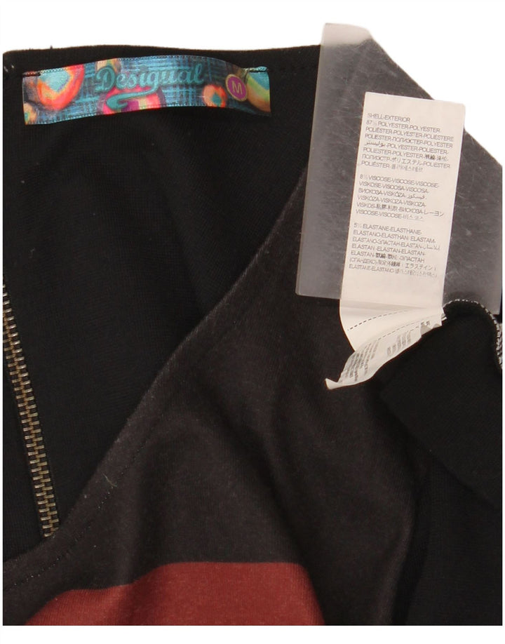 Женское базовое платье Desigual UK 12, средний черный полиэстер с геометрическим рисунком