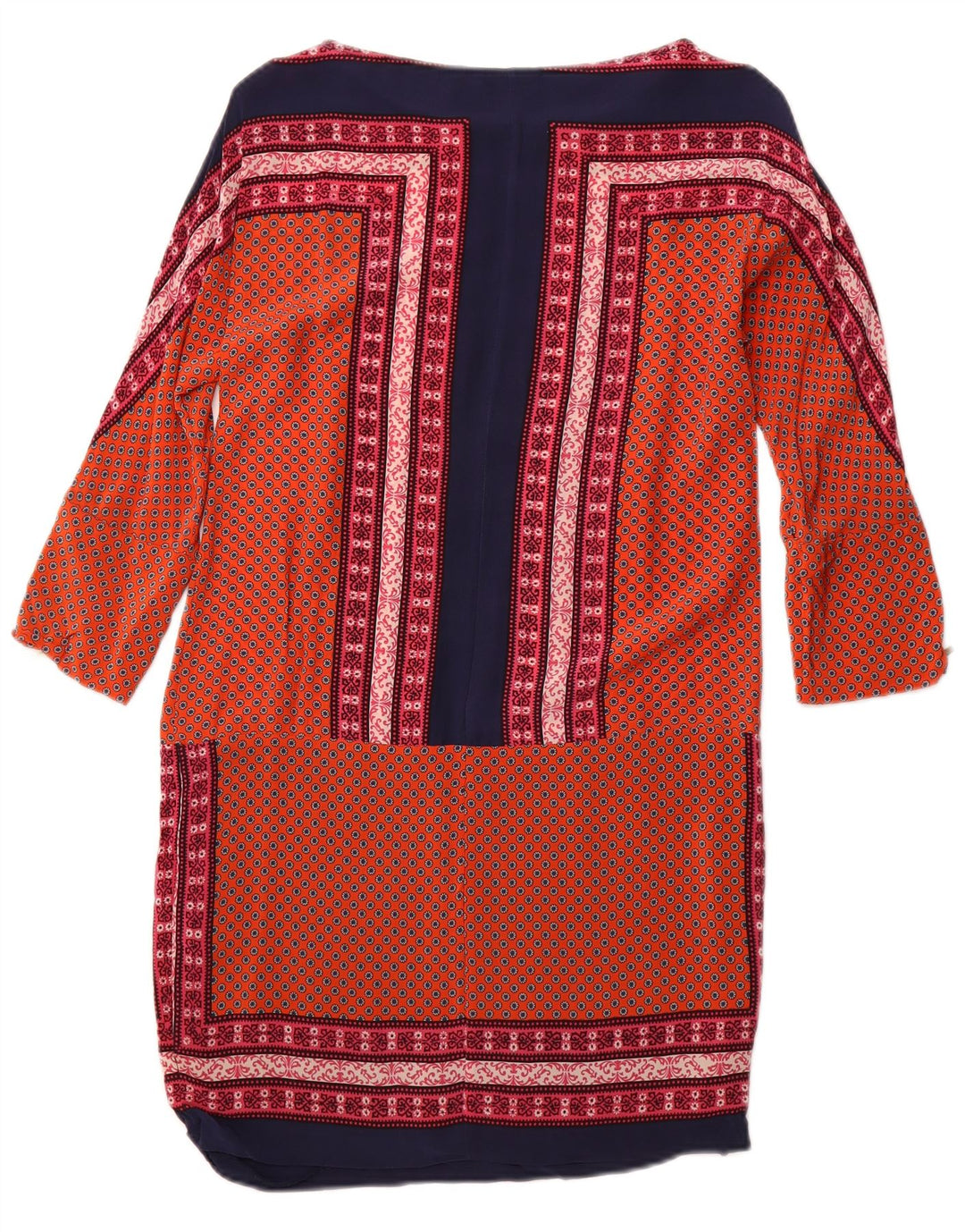 MASSIMO DUTTI Женское платье прямого кроя с рукавом 3/4, Великобритания 12, средний оранжевый цветочный принт