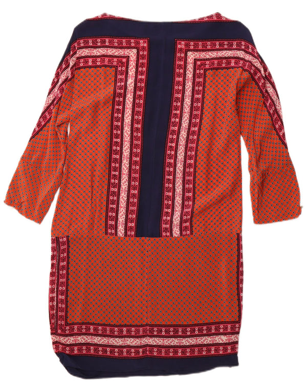 MASSIMO DUTTI Женское платье прямого кроя с рукавом 3/4, Великобритания 12, средний оранжевый цветочный принт