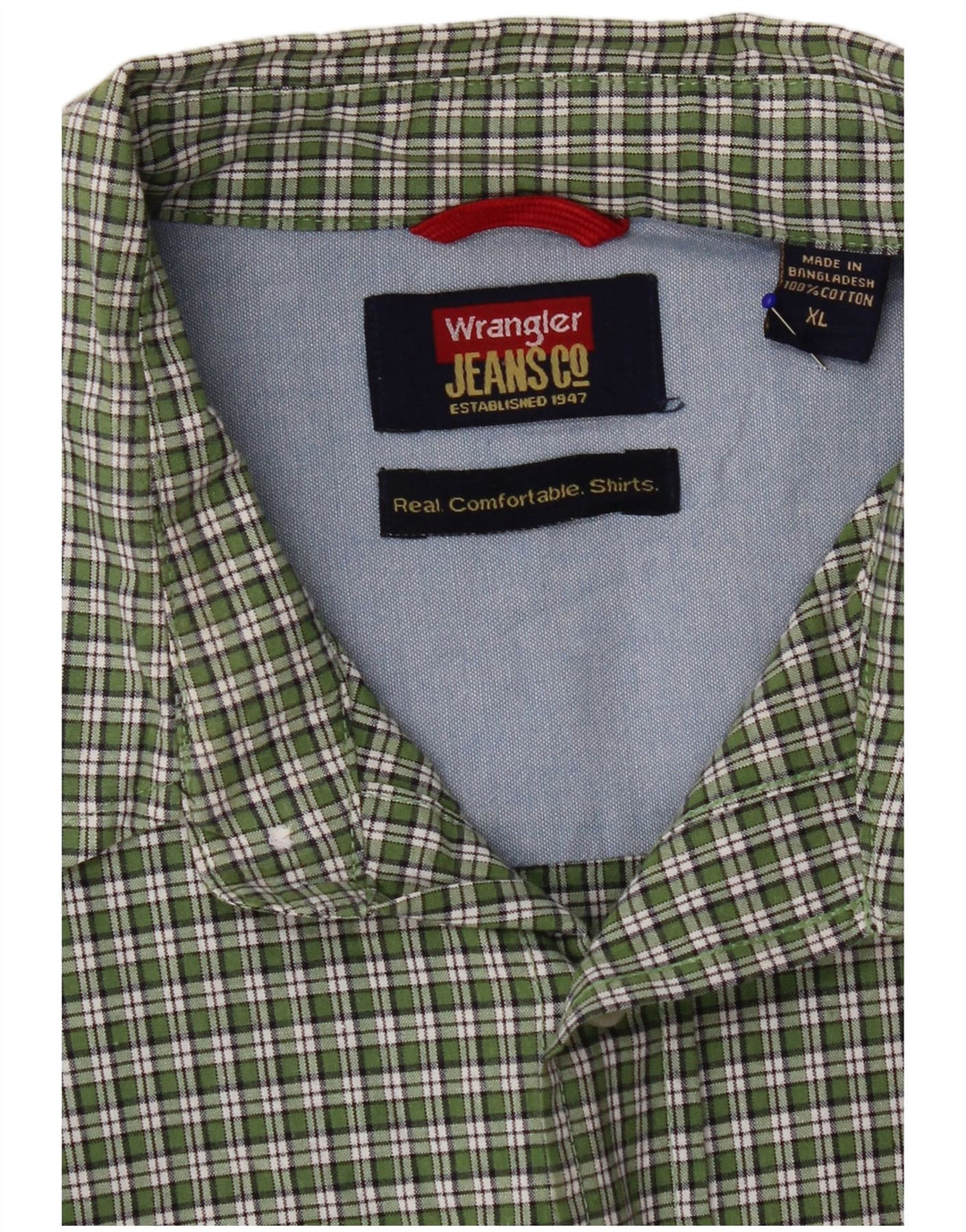 Мужская рубашка Wrangler с коротким рукавом XL, зеленая клетка, хлопок