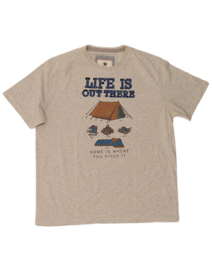 Мужская футболка FAT FACE с рисунком, большой серый хлопок с крапинками