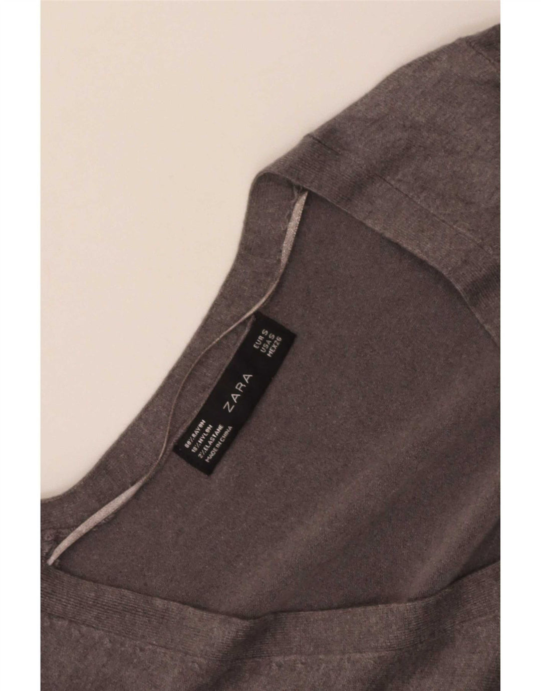 Женский джемпер с v-образным вырезом Zara UK 10, маленький серый вискоза