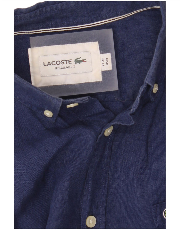 Мужская рубашка стандартного кроя с коротким рукавом Lacoste, размер 40, средний темно-синий