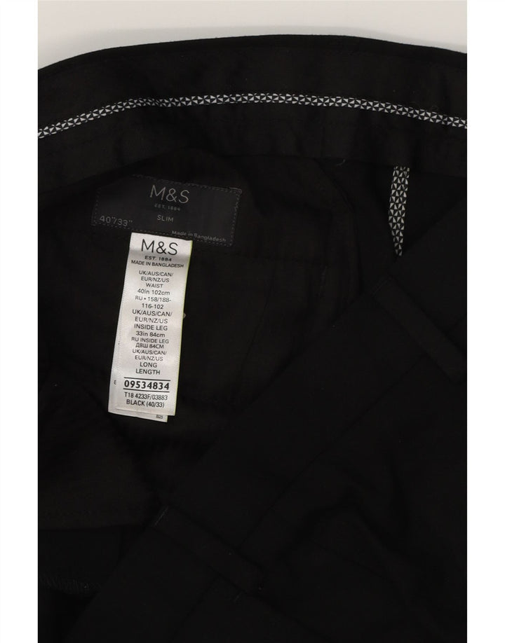 Мужские узкие брюки-чиносы MARKS & SPENCER W40 L33, черный полиэстер