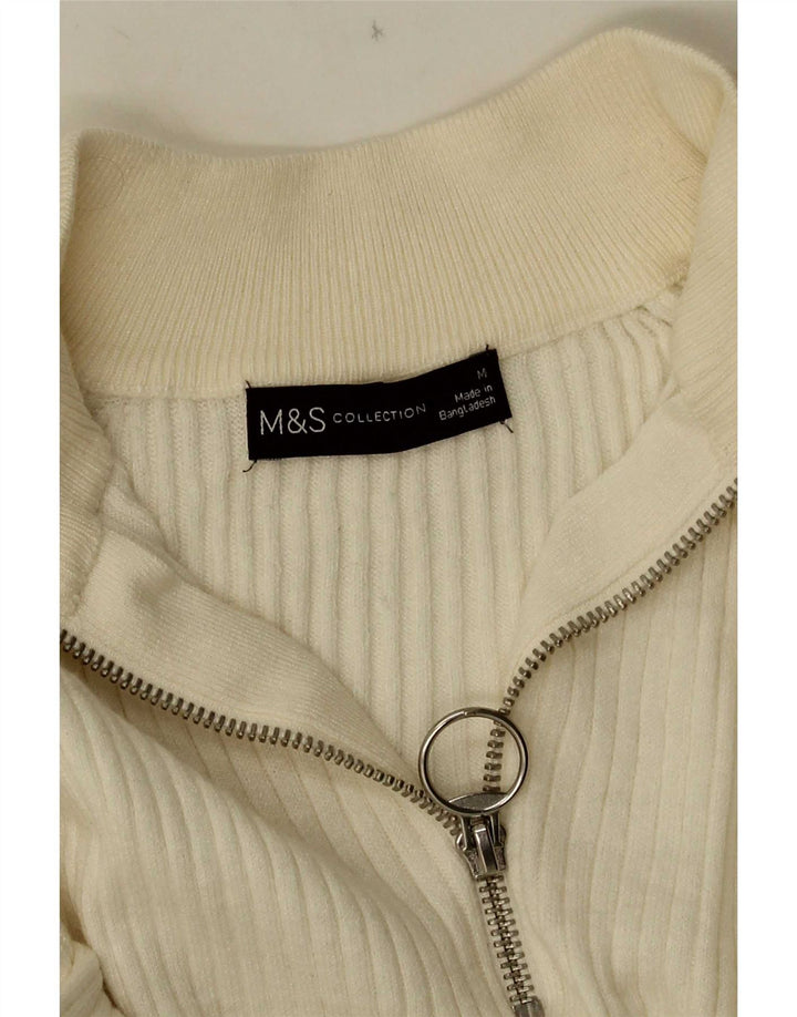 Женский джемпер с воротником на молнии Marks & Spencer UK 14, средний, белый