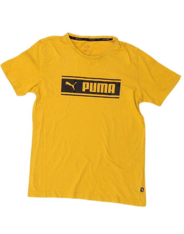 PUMA Mens Graphic T-Shirt Top Small Yellow Cotton
