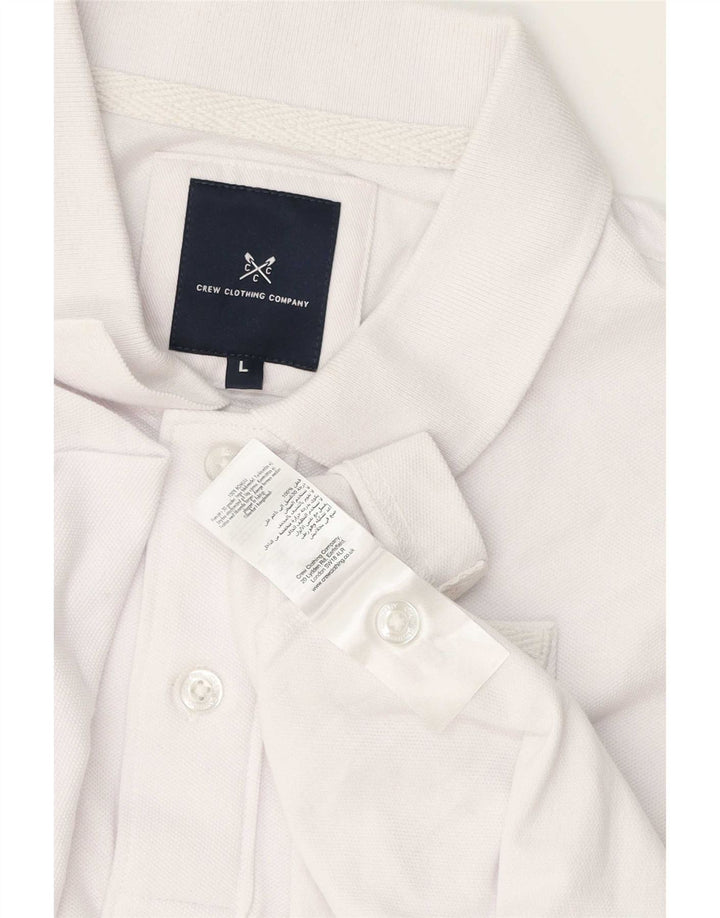Crew Clothing Мужская рубашка поло, большой белый хлопок