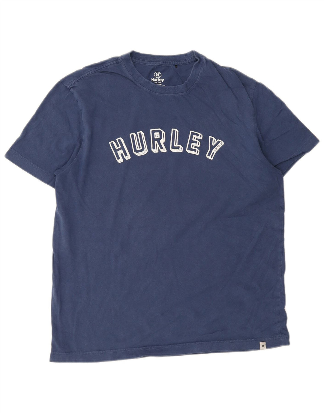 Мужская футболка с рисунком Hurley, топ среднего размера, темно-синий, хлопок